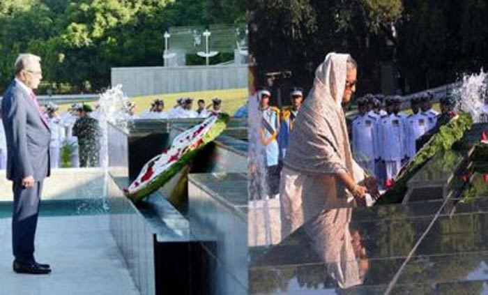 শিখা অনির্বাণে রাষ্ট্রপতি-প্রধানমন্ত্রীর শ্রদ্ধা